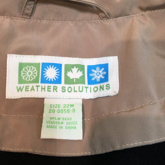 Weather Solution trench coat sz 22w beige double breasted with zip lining - Picture 5 of 6